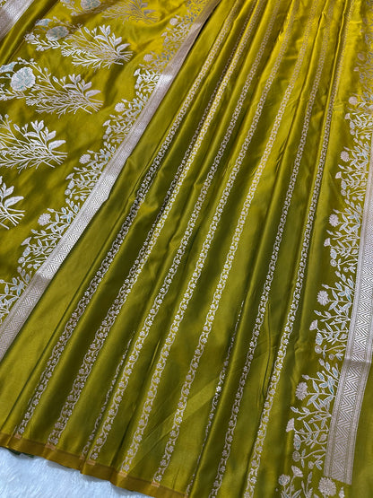 Elegant Mustard Gold Banarasi Silk Saree