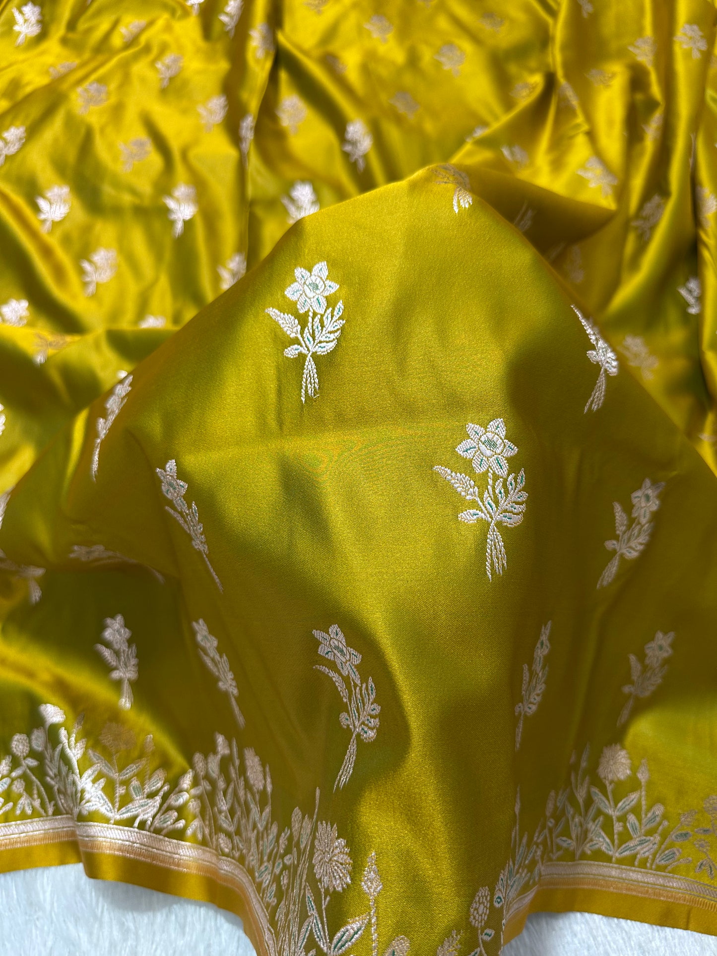 Elegant Mustard Gold Banarasi Silk Saree
