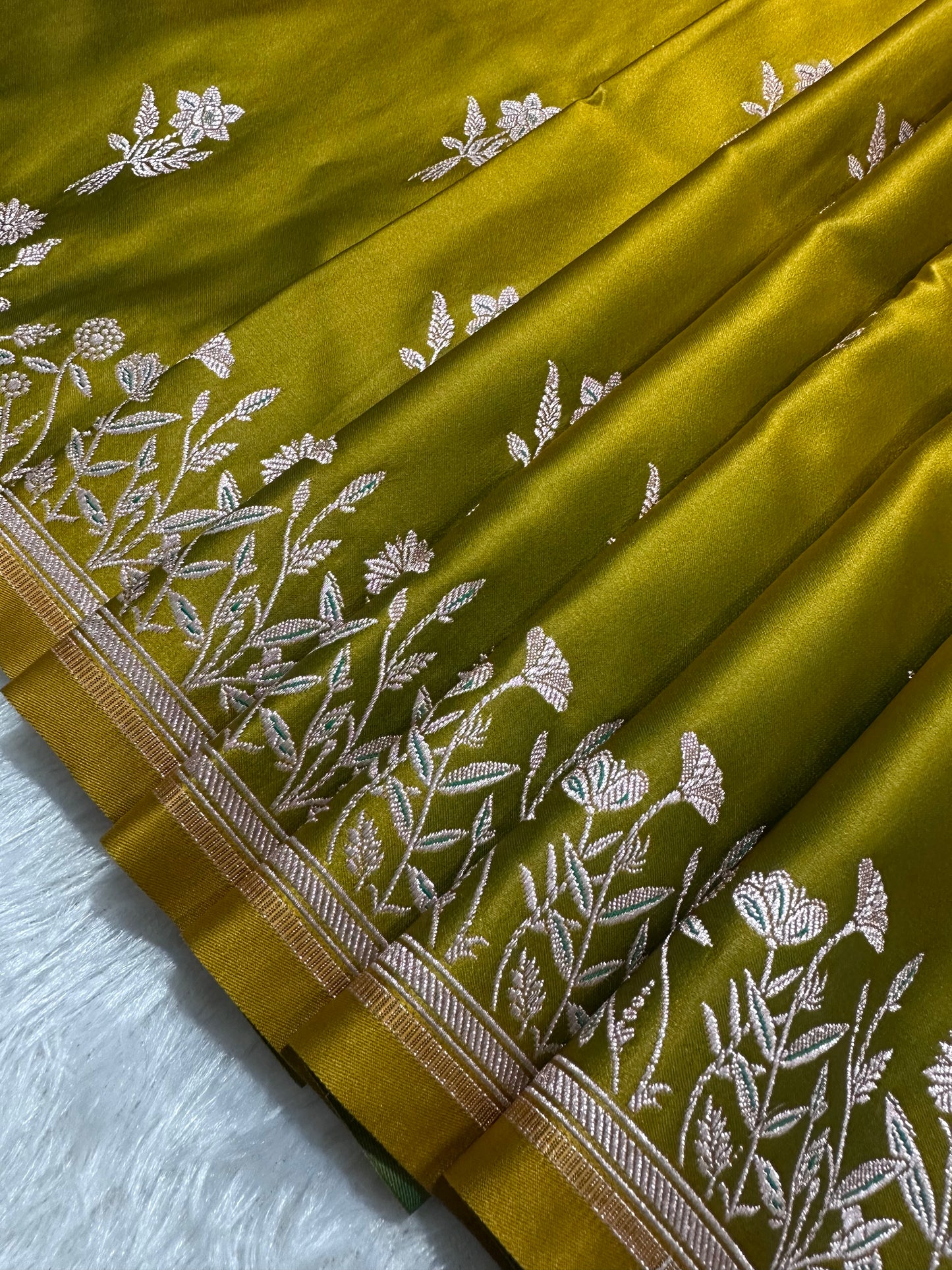 Elegant Mustard Gold Banarasi Silk Saree