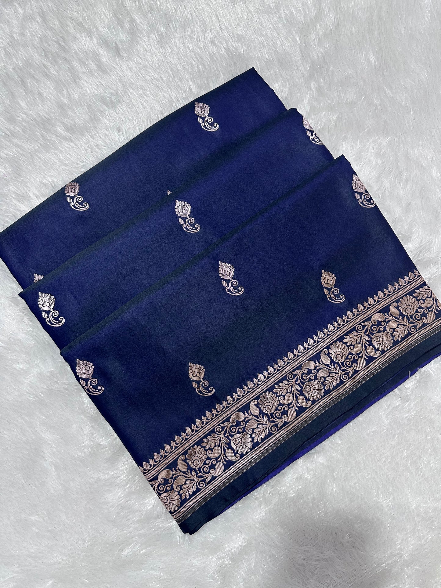 Royal Navy Blue Banarasi Silk Saree