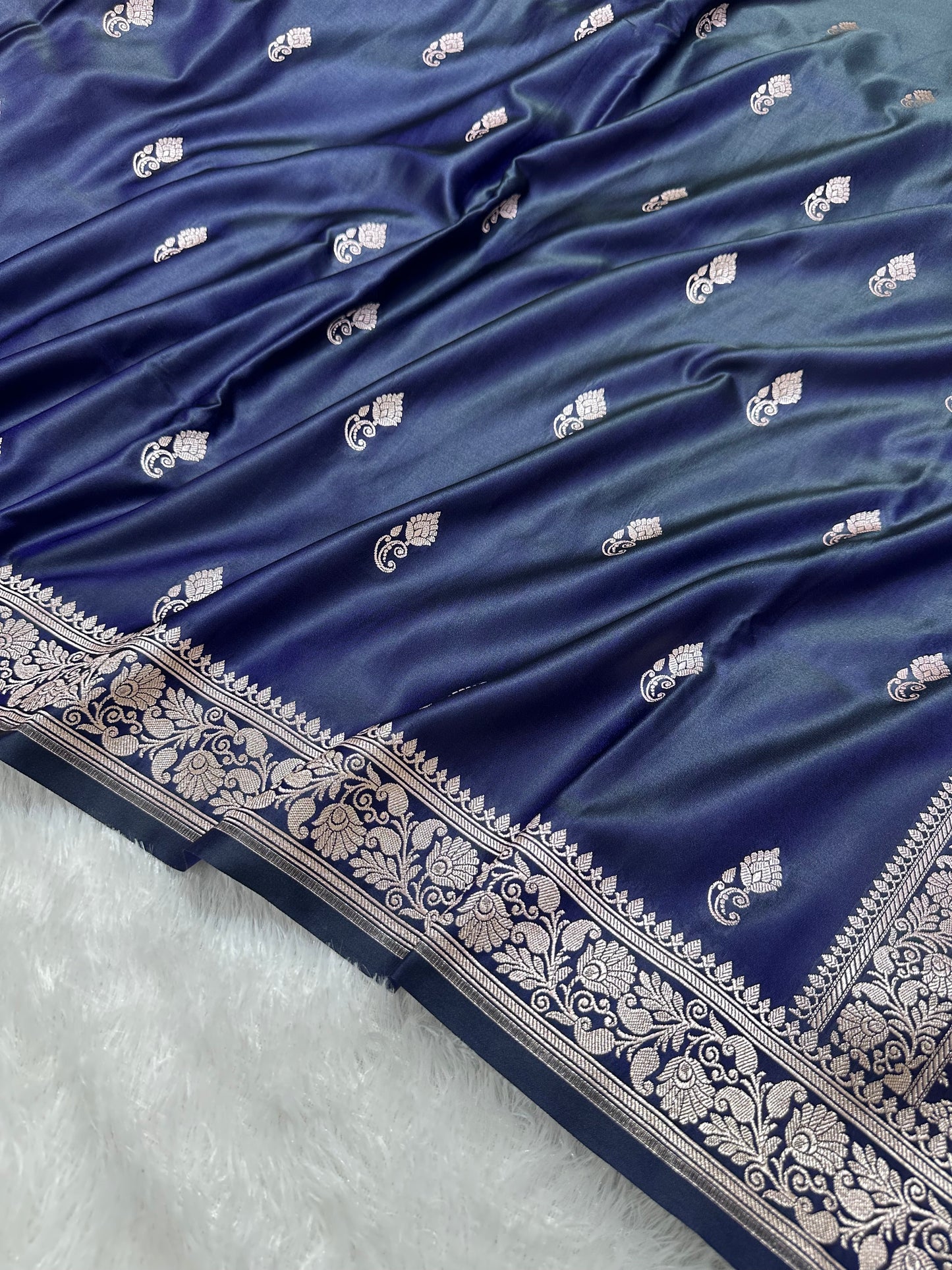 Royal Navy Blue Banarasi Silk Saree