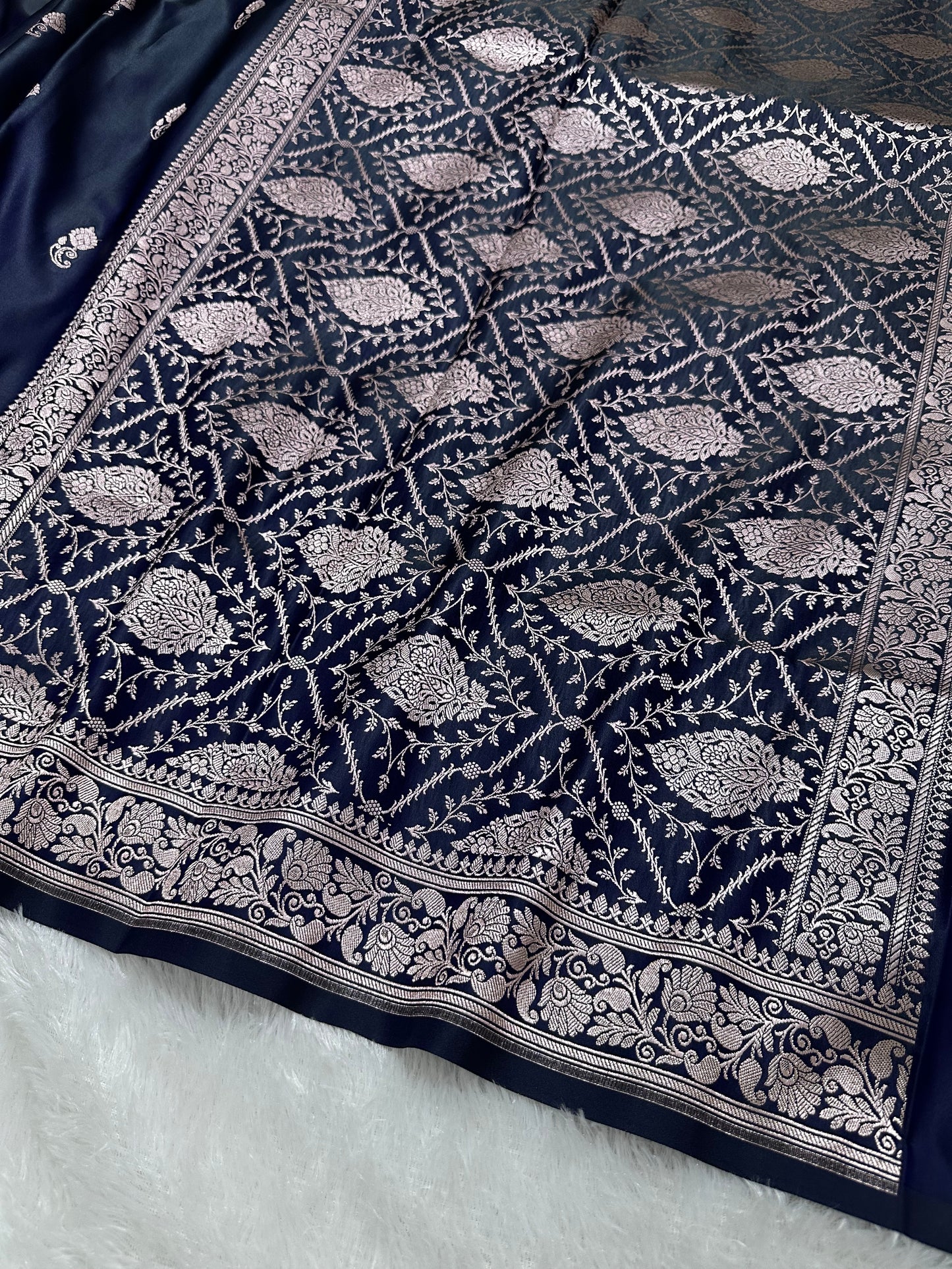 Royal Navy Blue Banarasi Silk Saree