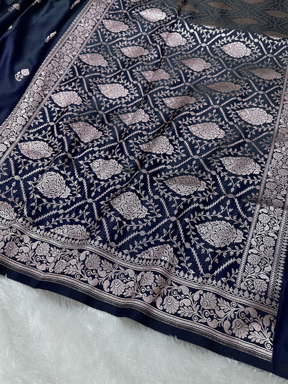 Royal Navy Blue Banarasi Silk Saree