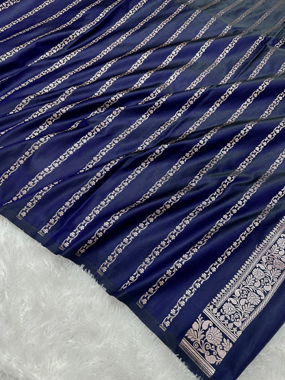Royal Navy Blue Banarasi Silk Saree