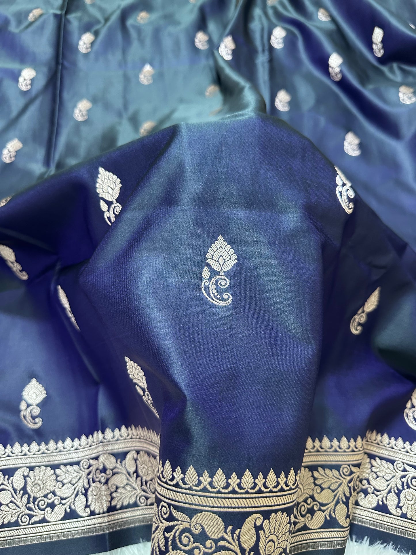 Royal Navy Blue Banarasi Silk Saree