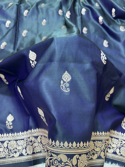 Royal Navy Blue Banarasi Silk Saree