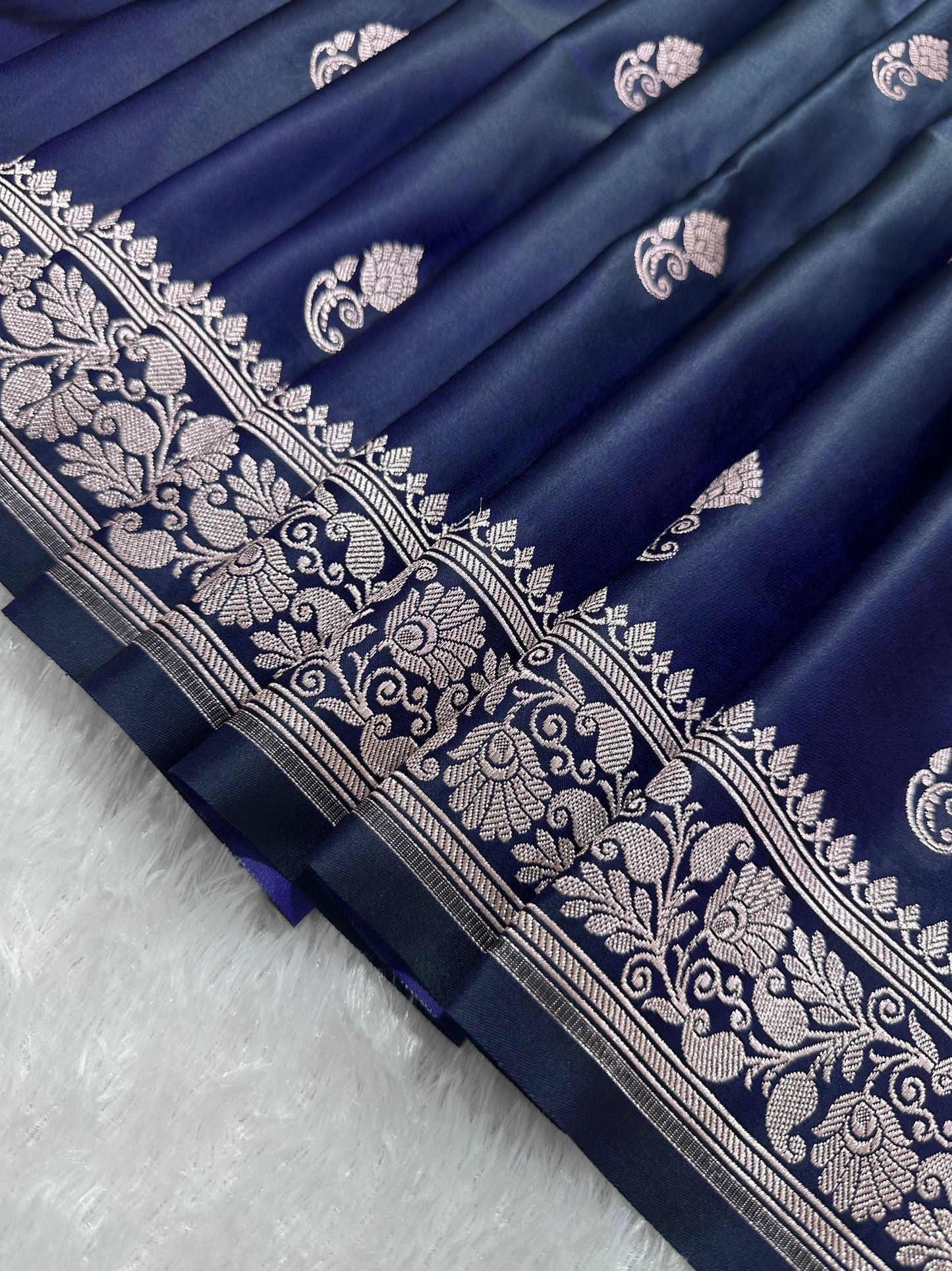 Royal Navy Blue Banarasi Silk Saree