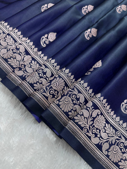 Royal Navy Blue Banarasi Silk Saree
