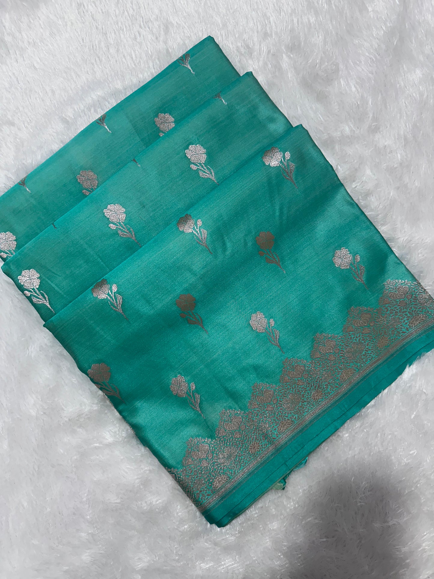 Royal Aqua Teal Banarasi Silk Saree