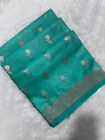 Royal Aqua Teal Banarasi Silk Saree