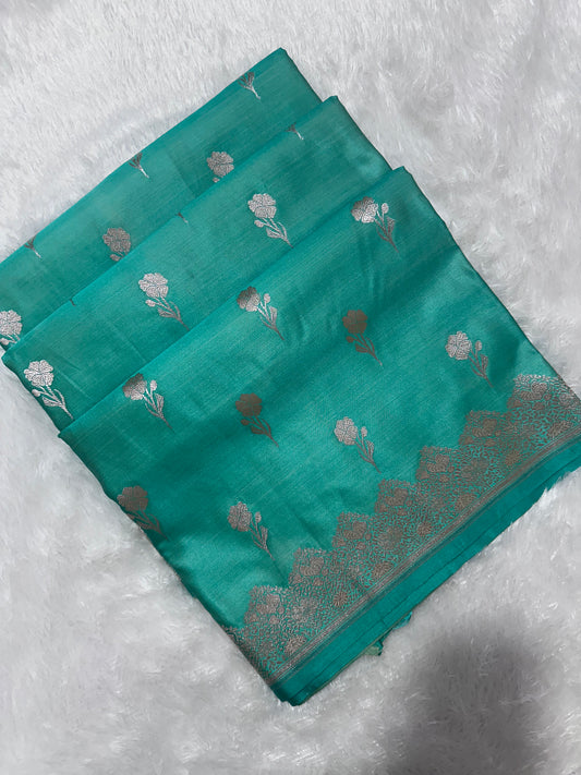 Royal Aqua Teal Banarasi Silk Saree