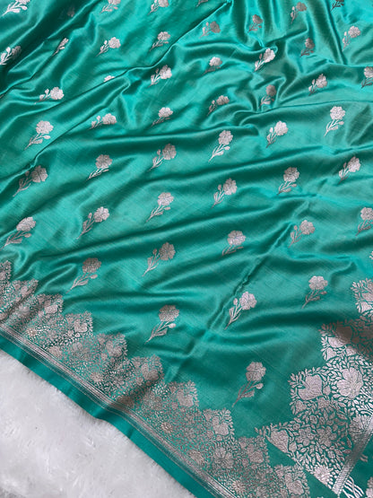 Royal Aqua Teal Banarasi Silk Saree