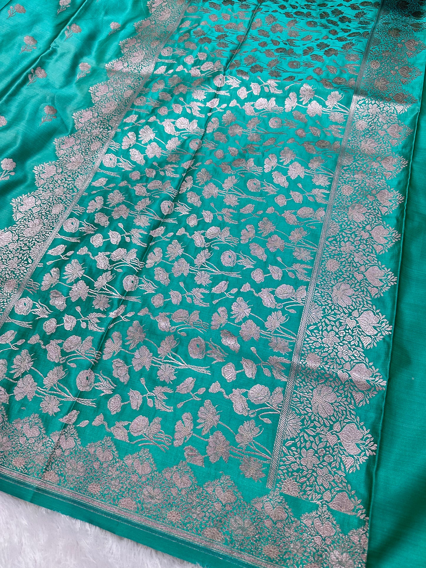 Royal Aqua Teal Banarasi Silk Saree