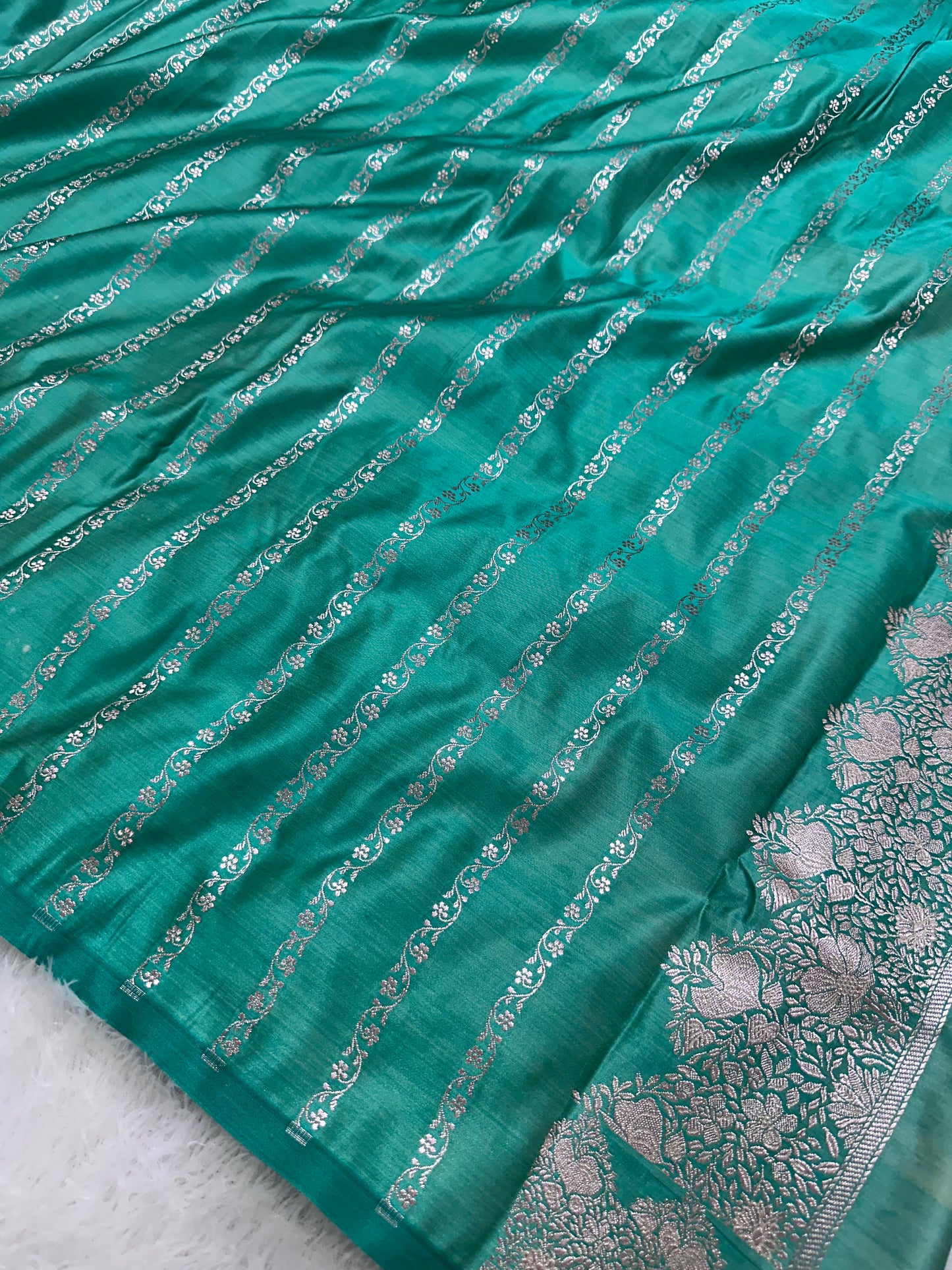 Royal Aqua Teal Banarasi Silk Saree