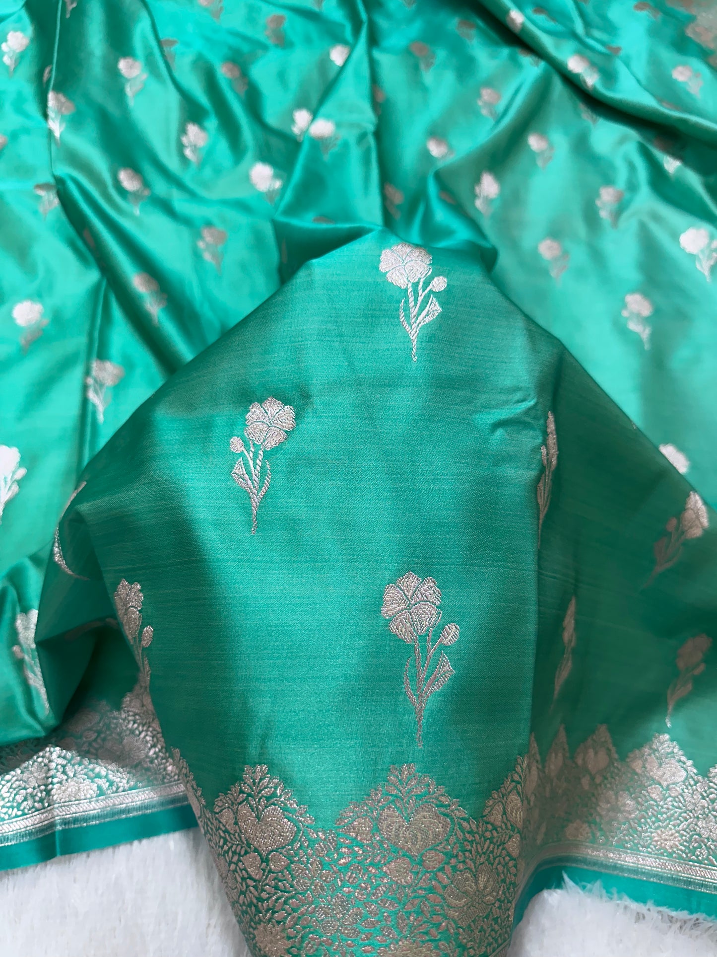 Royal Aqua Teal Banarasi Silk Saree