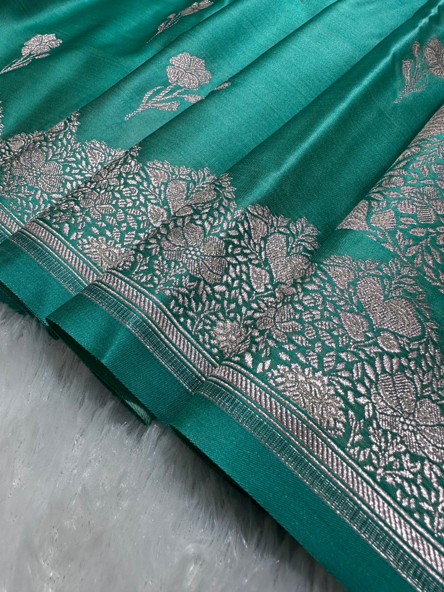 Royal Aqua Teal Banarasi Silk Saree