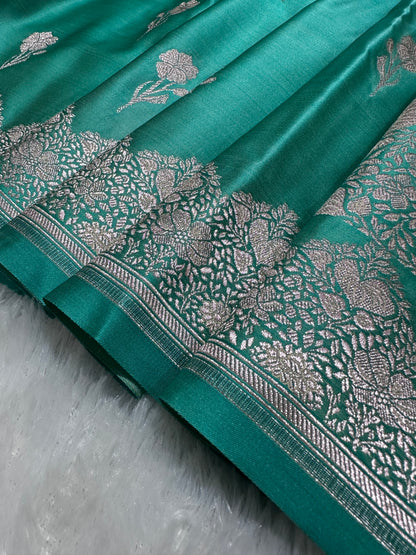 Royal Aqua Teal Banarasi Silk Saree