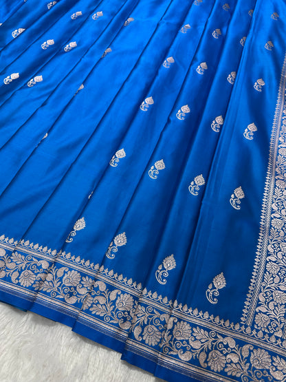 Royal Ocean Sapphire Banarasi Silk Saree