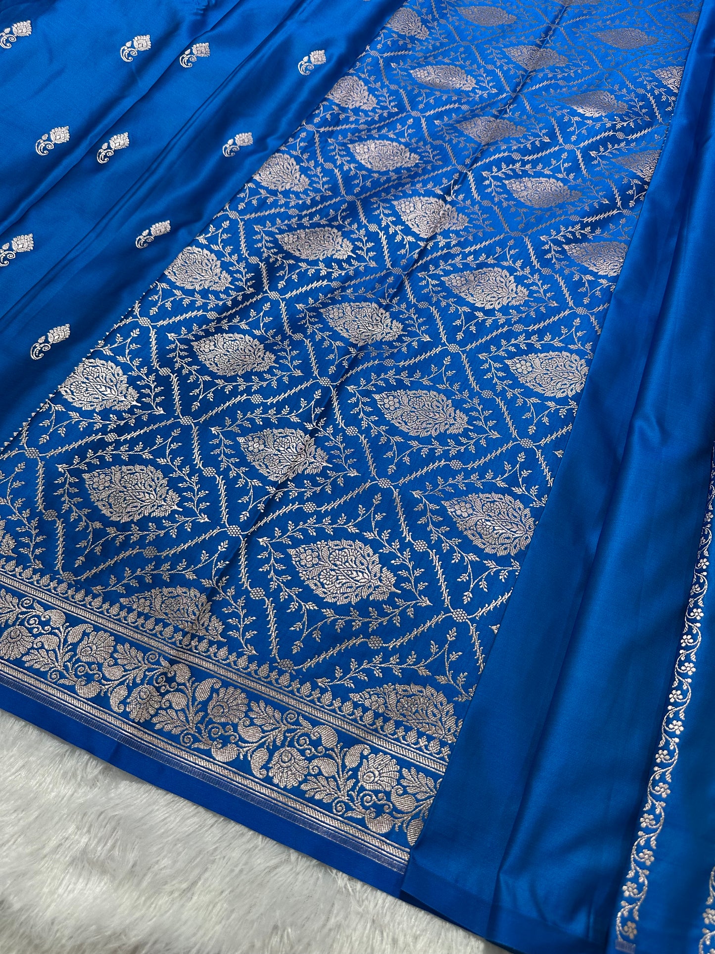Royal Ocean Sapphire Banarasi Silk Saree