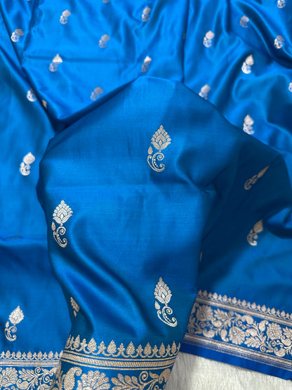 Royal Ocean Sapphire Banarasi Silk Saree