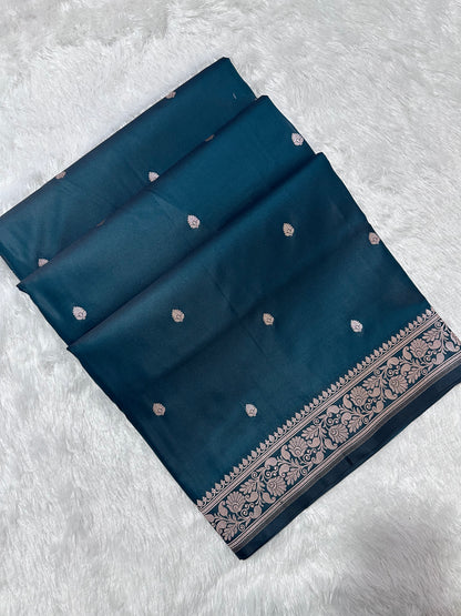 Luxurious Deep Teal Banarasi Silk Saree