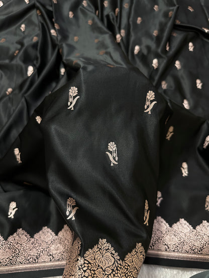 Luxurious Midnight Black Banarasi Silk Saree