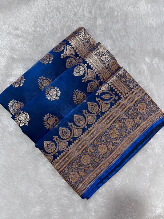 Bridal Maroon Satin Silk Banarasi Saree with Royal Floral Jhallar Border and Traditional Kalka-Floral Sprig Body Work (Copy)