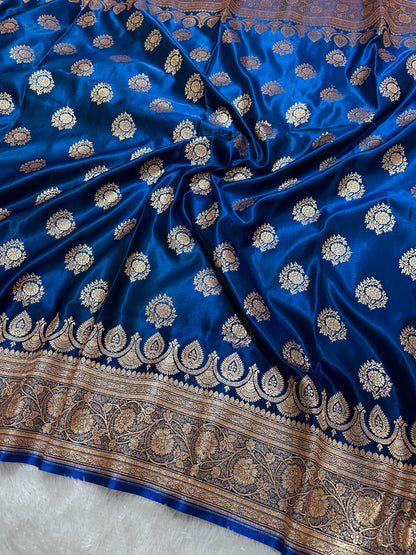 Bridal Maroon Satin Silk Banarasi Saree with Royal Floral Jhallar Border and Traditional Kalka-Floral Sprig Body Work (Copy)